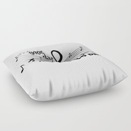 It's a good day serenity quote on black text with musical notes Floor Pillow