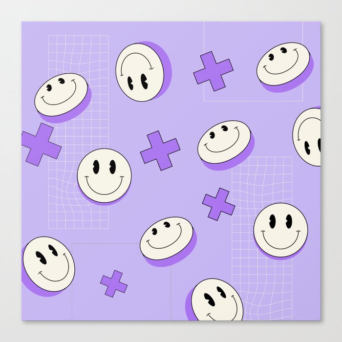 Lilac Smiley Trippy Canvas Print