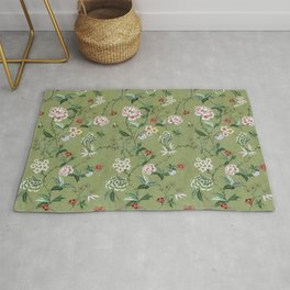 Chinoiserie Regency green, florals Rug
