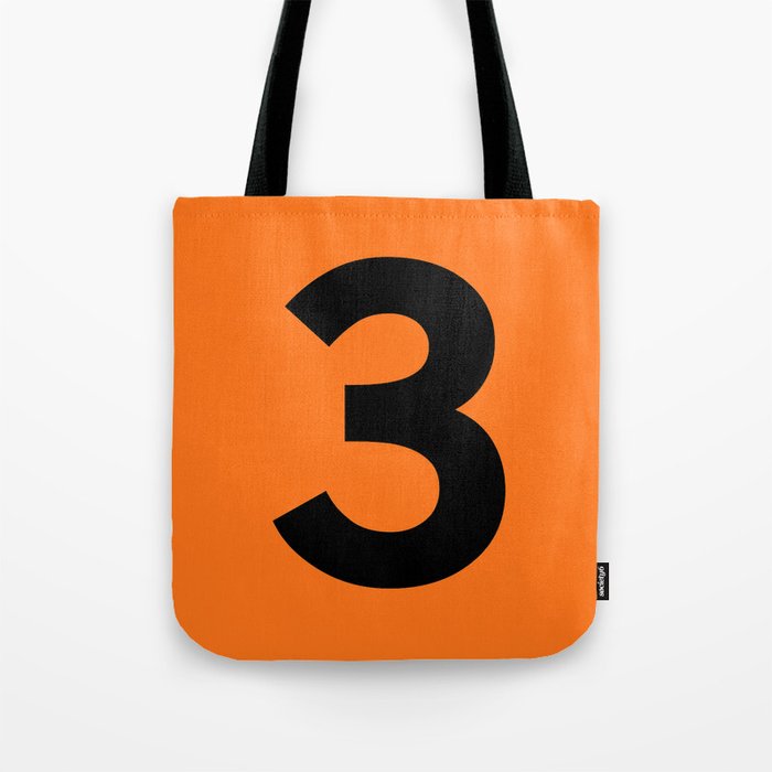 Number 3 (Black & Orange) Tote Bag