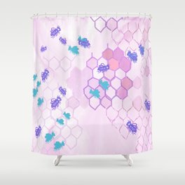 Pink Honey Comb Shower Curtain