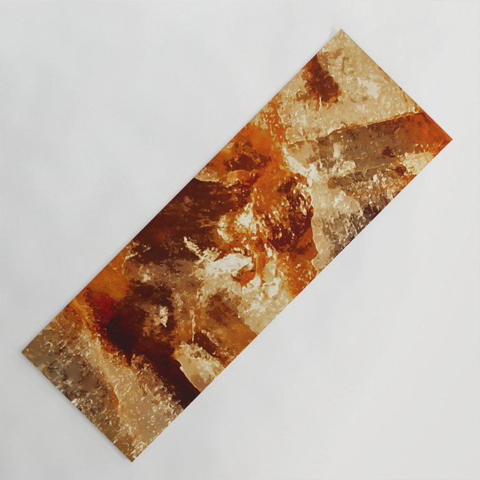 Orange, Gold and Brown Marble Texture Yoga Mat