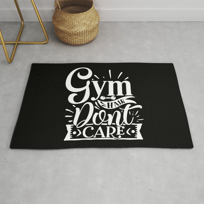 Gym Hair Don’t Care Quote For Fitness Committed People Rug