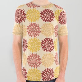 autumnal yellow orange red sea anemone nautical medallion All Over Graphic Tee