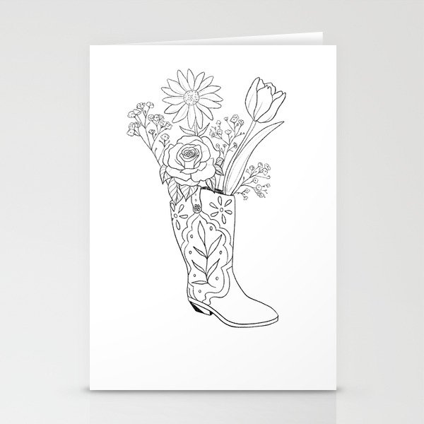 Floral Cowboy Boot Stationery Cards