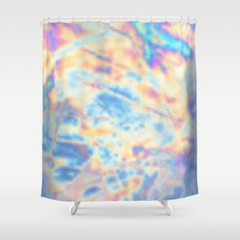 Holographic colorful oily marble pattern Shower Curtain