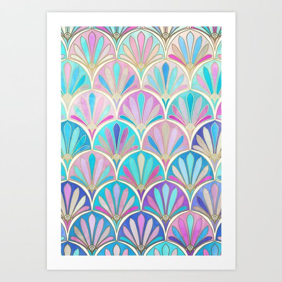 Glamorous Twenties Art Deco Pastel Pattern Art Print