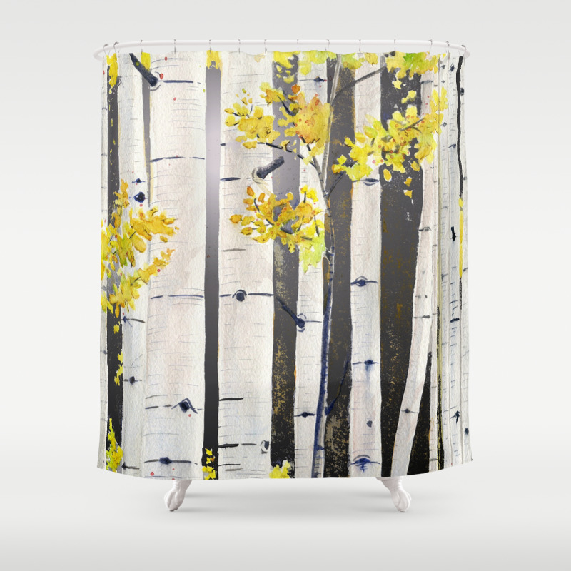 Birch Tree Shower Curtain By Melly, Birch Tree Fabric Shower Curtain