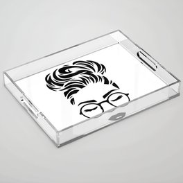 Glam Girl, messy bun, Hot Mess Mom, Black woman praying, afro woman. Perfect present for mom mother  Acrylic Tray
