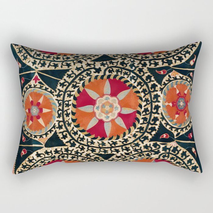 Katti Kurgan Suzani Uzbekistan Embroidery Print Rectangular Pillow