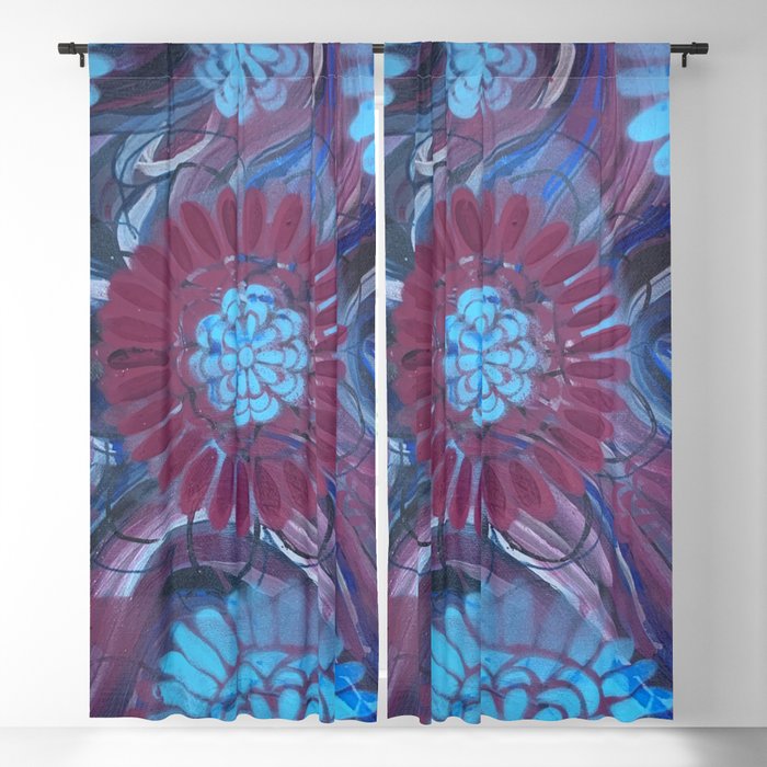 Turquoise and Fuchsia floral   Blackout Curtain