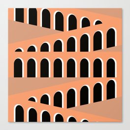 Bauhaus Arch Minimalist Muted Warm Colors Canvas Print