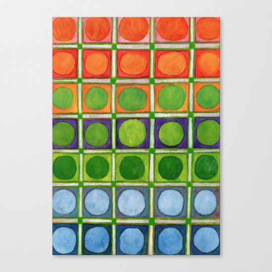 Beautiful Rainbow Colored Circles in a Grid Canvas Print