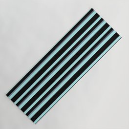 [ Thumbnail: Turquoise, Black, and Slate Gray Colored Stripes Pattern Yoga Mat ]