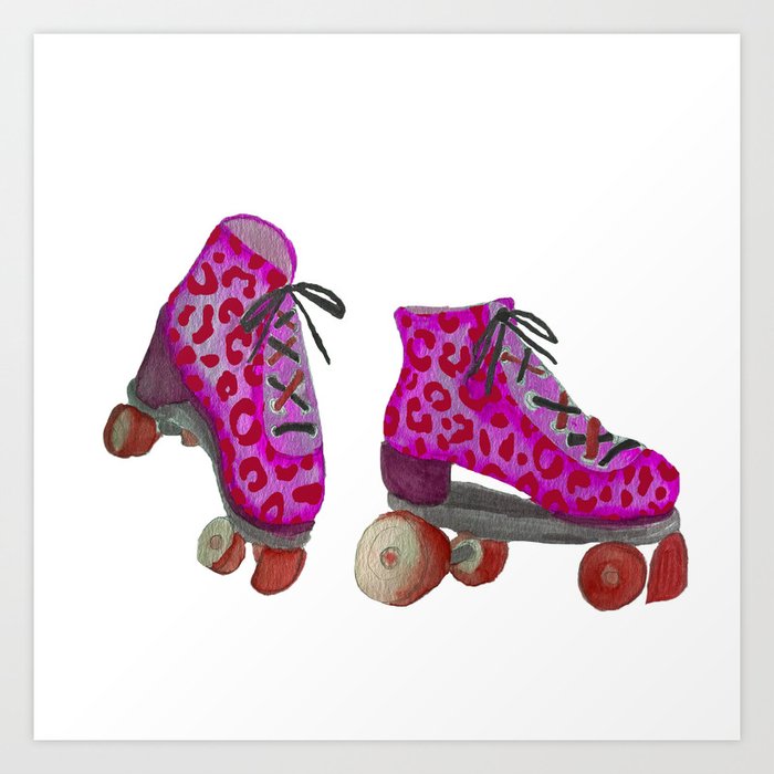 Pink Spotted Roller Skates Art Print