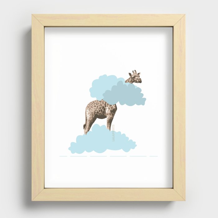 Giraff in the clouds . Joy in the clouds collection Recessed Framed Print