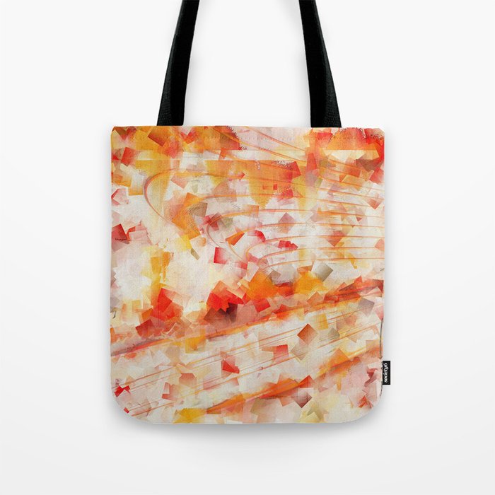Abstract cubism orange and red Version 1 Tote Bag