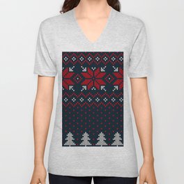 Seamless Knitted Christmas Pattern 10 V Neck T Shirt