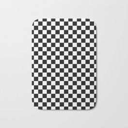 White and Black Checkerboard Bath Mat