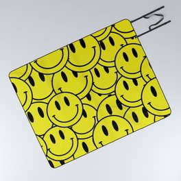 Yellow Smiley 'Happy' Faces Picnic Blanket