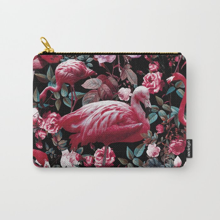 Floral and Flamingo VIII pattern Carry-All Pouch
