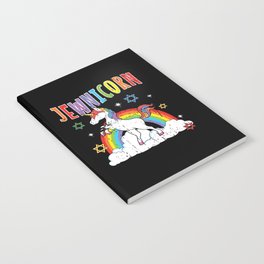 Rainbow Unicorn Cute Jew Menorah Happy Hanukkah Notebook