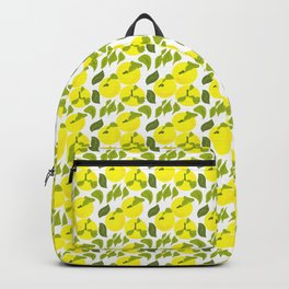 Mid-Century Modern Yuzu Fruit Lemon Yellow on White Backpack