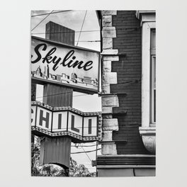 Legendary Skyline Chili of Cincinnati - Black and White Poster