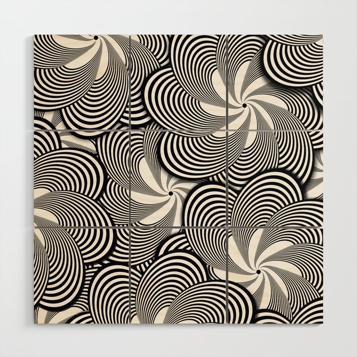 Fun Black and White Flower Pattern - Digital Illustration - Graphic Design Wood Wall Art