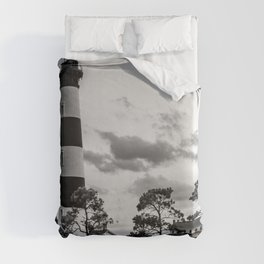 Bodie Island Lighthouse Outer Banks Nags Head Black White Print Duvet Cover