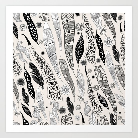 abstract pattern of feathers Art Print