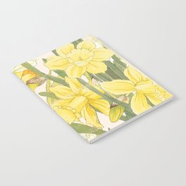 Vintage Floral Paper:  Spring Flowers on Shabby White -Daffodils Notebook