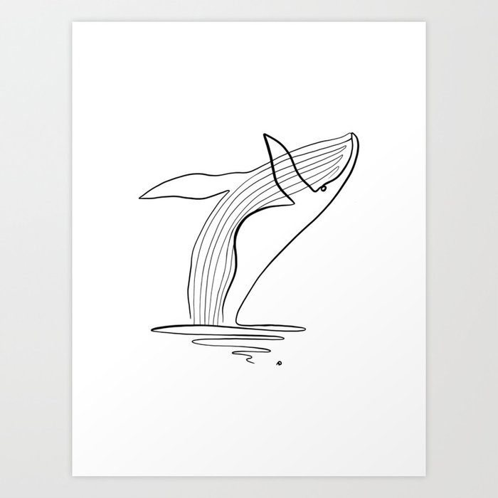 Whale One Line Art Art Print