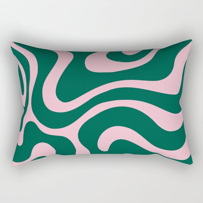 Warped Swirl Marble Pattern (emerald green/pink) Rectangular Pillow