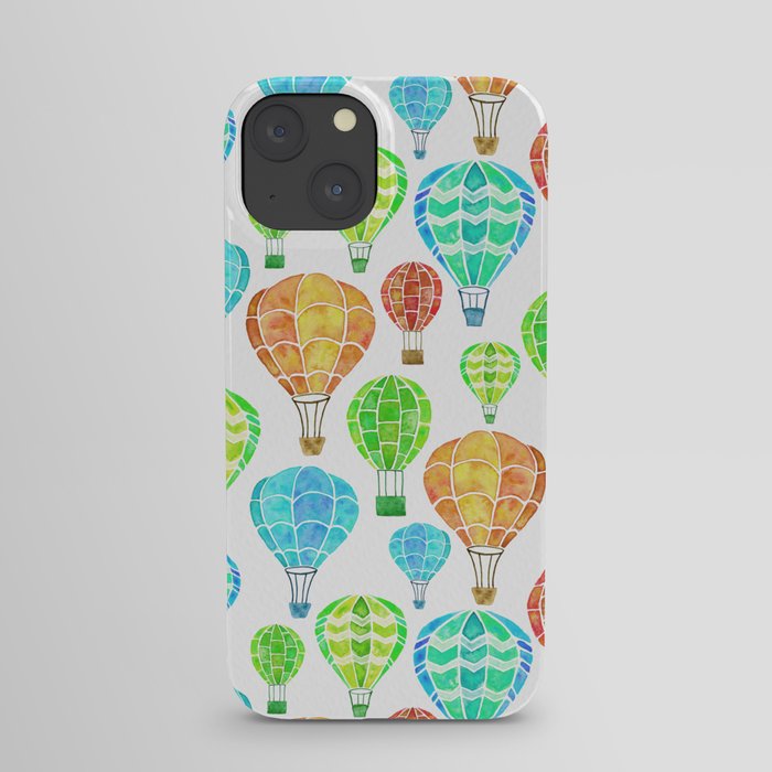 Hot Air Balloons Pattern - Green and Yellow Pallette iPhone Case
