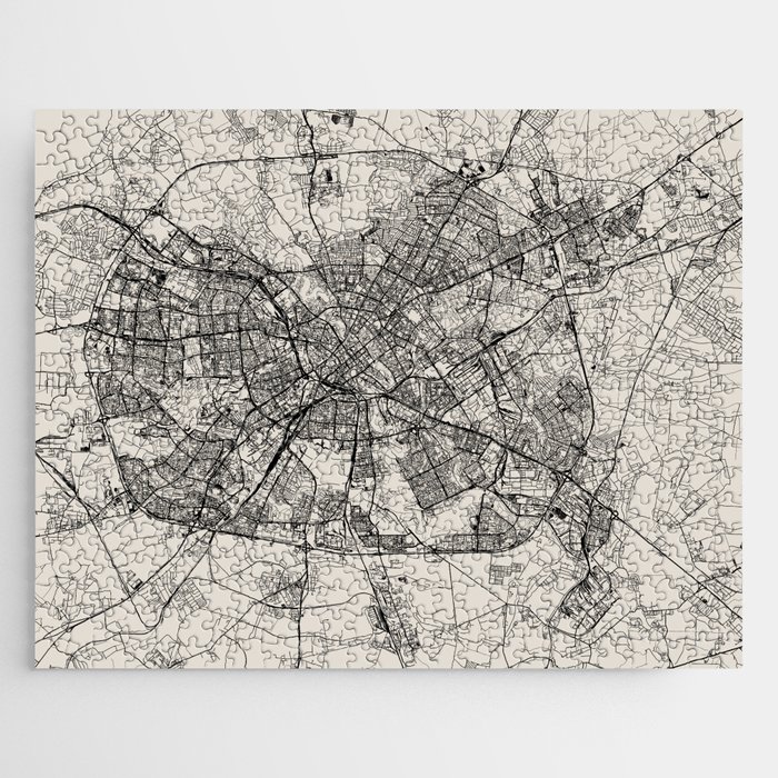 Belarus, Minsk Black&White Map Jigsaw Puzzle