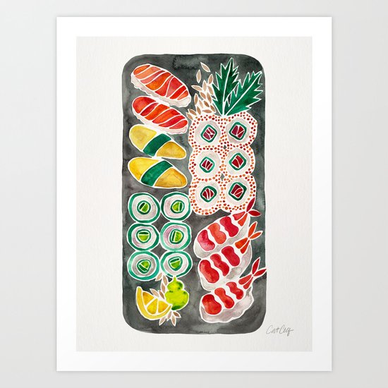 Sushi Collection – Black Platter Art Print