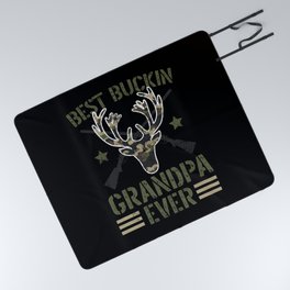 Best Buckin Grandpa Ever Deer Hunting Bucking Grandfather Picnic Blanket