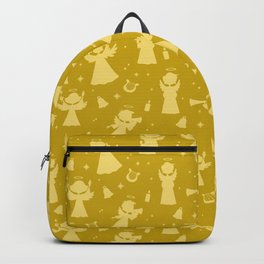 Christmas Pattern Yellow Angel Carol Holly Backpack