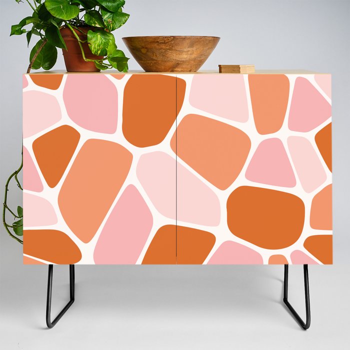 Abstract Shapes 210 in Pale Pink and Orange Credenza