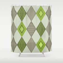 1950s Abstract Diamonds Pattern Chartreuse Shower Curtain