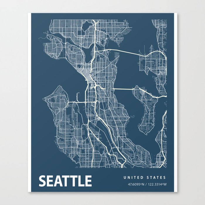 Seattle city cartography Canvas Print