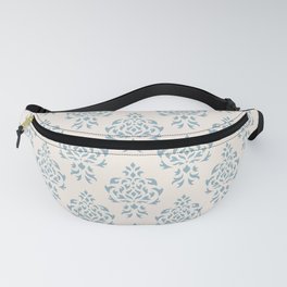 Crest Damask Repeat Pattern Blue on Cream Fanny Pack