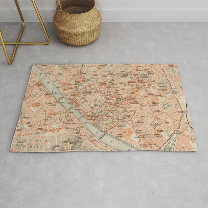 Vintage Map of Florence Italy (1895) Rug