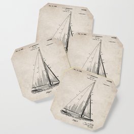 Sailboat Patent - Yacht Art - Antique Coaster