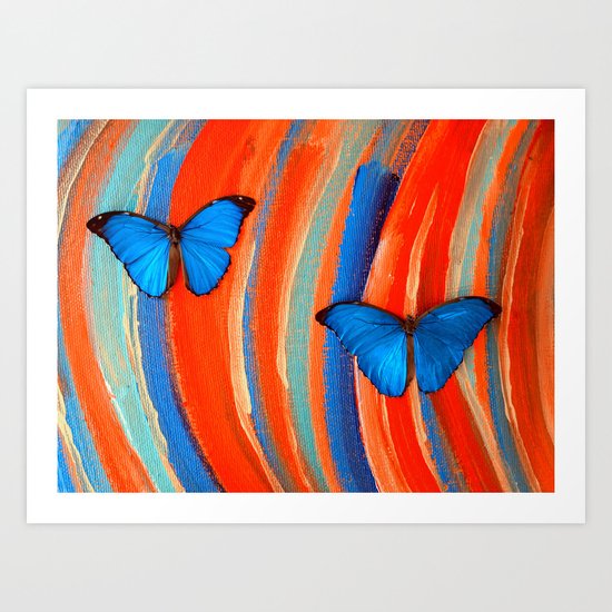 Blue Morphos on # 4 Art Print