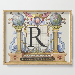 Vintage calligraphy art 'R' Serving Tray