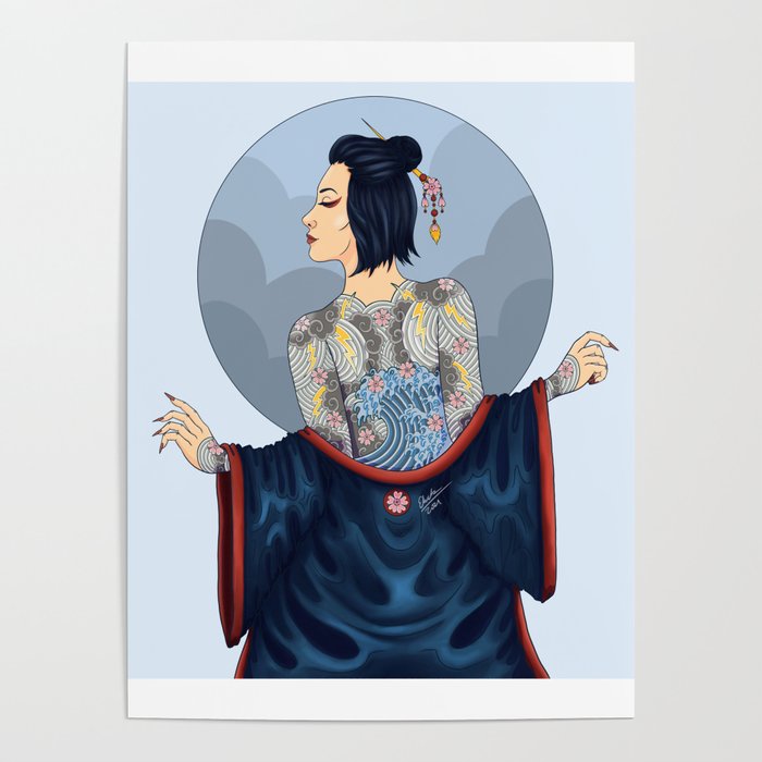 Lady with a Storm Tattoo Poster