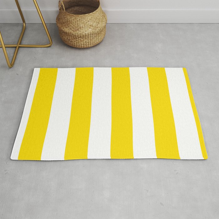 Clic Cabana Stripe In Lemon Yellow White Rug By Clic Cabana Stripe In Lemon Yellow