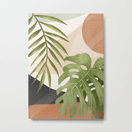 Abstract Art Tropical Leaves 21 Metal Print | Landscape, Leaf, Sun, Watercolor, Leaves, Painting, Minimal, Shape, Illustration, Palm 